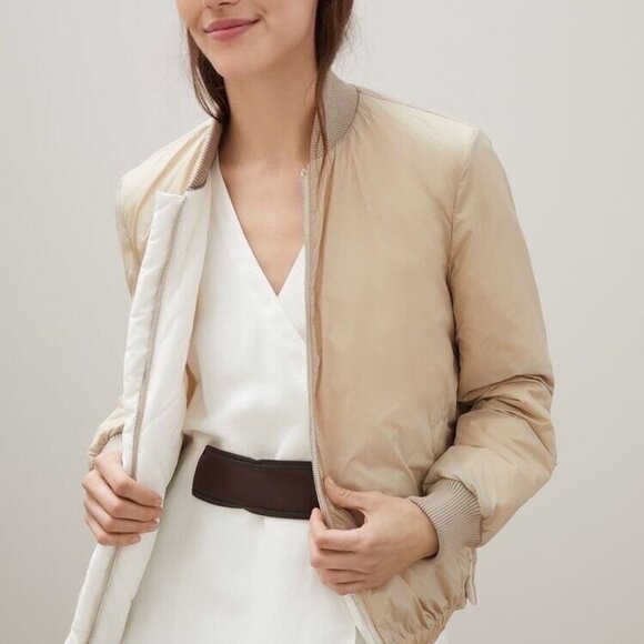 $3995 BRUNELLO CUCINELLI REVERSIBLE QUILTED BOMBER JACKET IN CHALK SIZE 40 - Picture 6 of 16